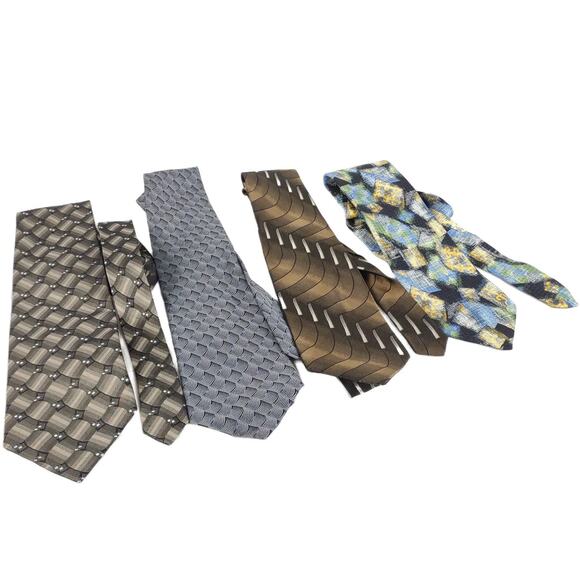 Vintage Set of 4 100% Silk Wide Men's Neck Ties George Zanzara Italy Abstract+ - Picture 4 of 8